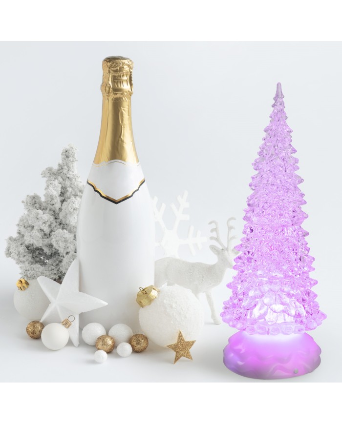 Albero acrilico glitter led ice, mix 3 diam. 10 cm, h. 27 cm (il prezzo fa riferimento al singolo pezzo )