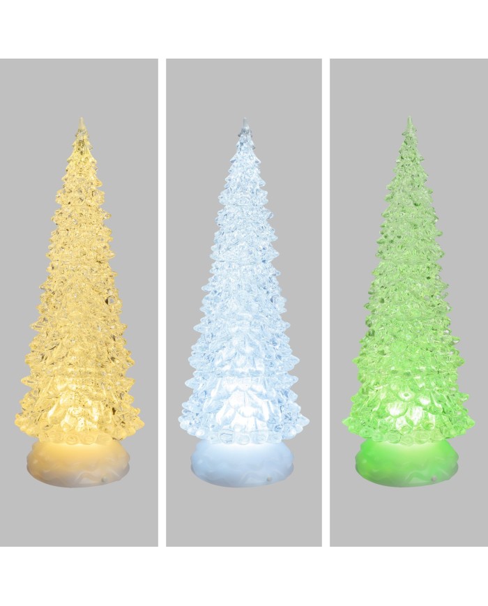 Albero acrilico glitter led ice, mix 3 diam. 12 cm, h. 32 cm (il prezzo fa riferimento al singolo pezzo )