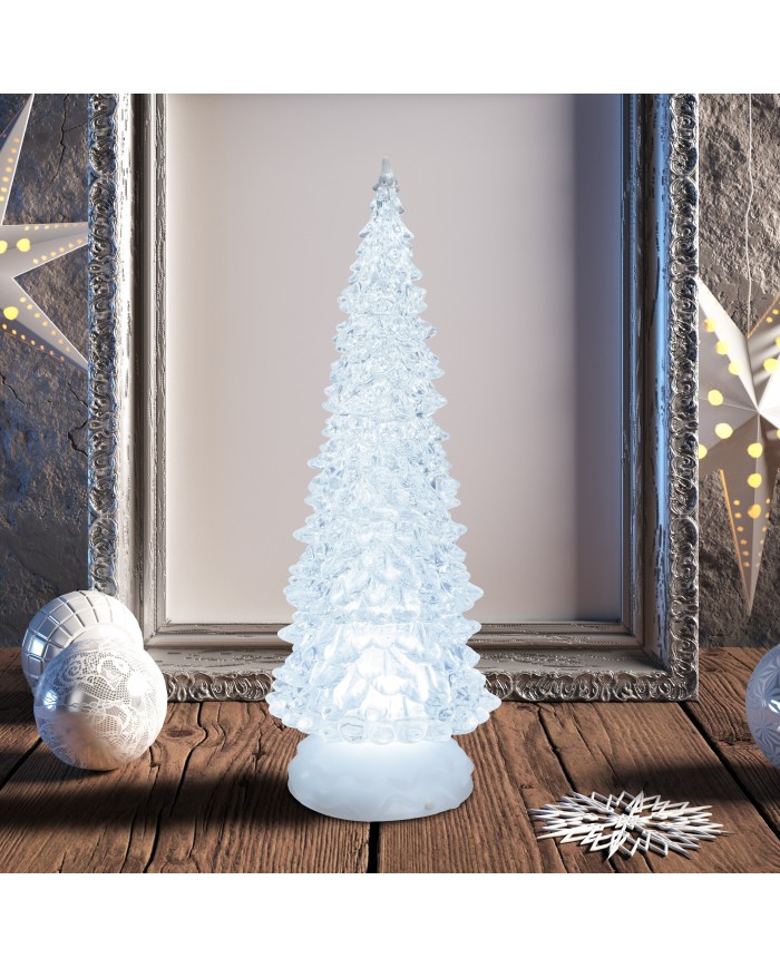 Albero acrilico glitter led ice, mix 3 diam. 12 cm, h. 32 cm (il prezzo fa riferimento al singolo pezzo )