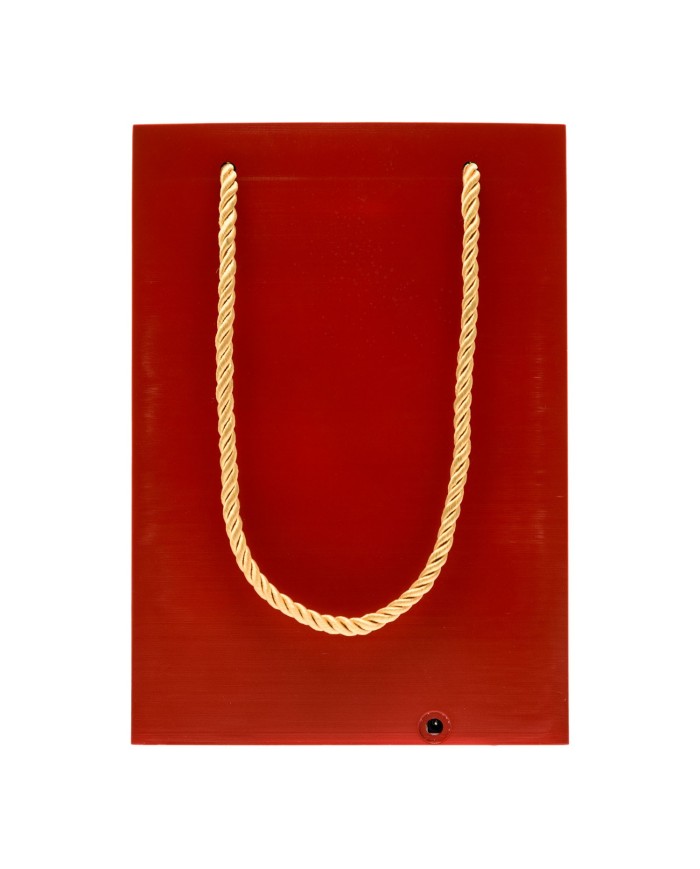 Borsa con babbo natale, decorata, glitter led, h. 22 cm.