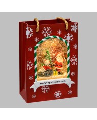 Borsa con babbo natale, decorata, glitter led, h. 22 cm.