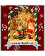 Borsa con babbo natale, decorata, glitter led, h. 22 cm.