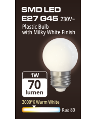 lampada E27, g45, 1.2W, 230 V, milky