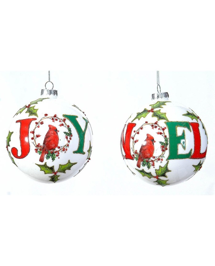 Sfera in vetro con scritte "noel", "joy", diam. 12 cm, col. verde/rosso (il prezzo fa riferimento alla singola sfera) Sfera in vetro con scritte "noel", "joy", diam. 12 cm, col. verde/rosso (il prezzo fa riferimento alla singola sfera)