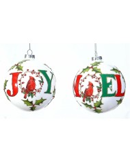 Sfera in vetro con scritte "noel", "joy", diam. 12 cm, col. verde/rosso (il prezzo fa riferimento alla singola sfera)