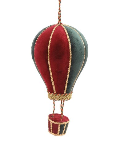 Decoro "mongolfiera", 30 cm, col. bordeaux/verde