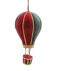 Decoro "mongolfiera", 30 cm, col. bordeaux/verde