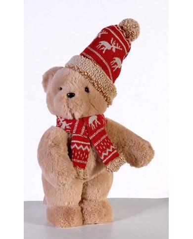 orso con cappello e sciarpa h. 35 cm