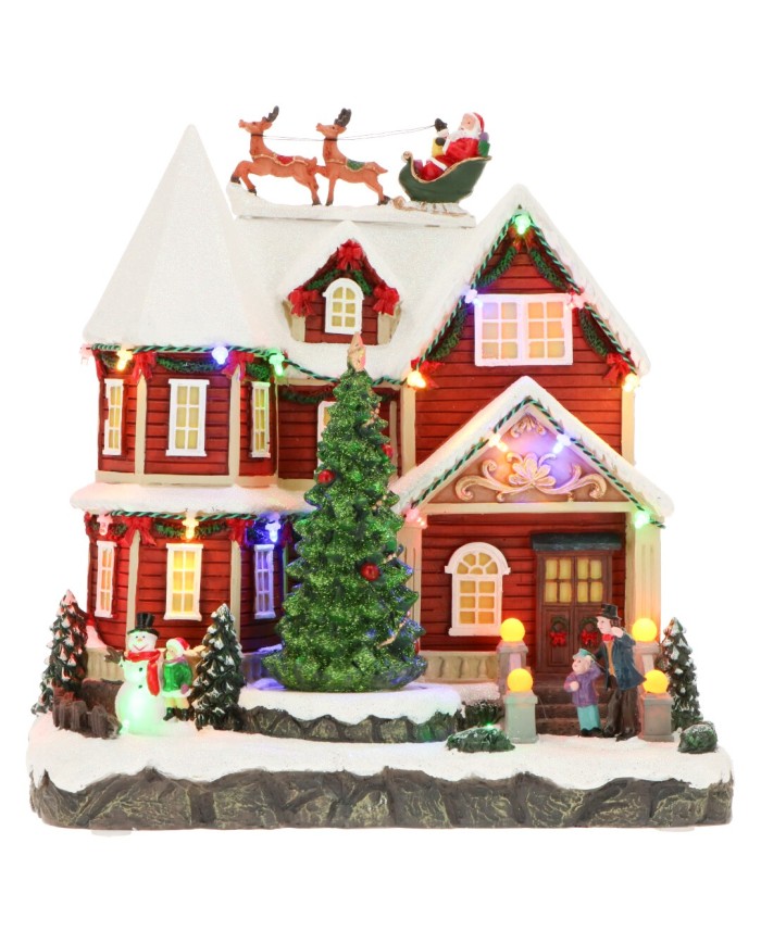 Villaggio animato "House tree", con led, 27.5x19.5x28.50 cm, col. multi, adattatore incluso