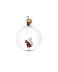 Sfera di natale scoiattolo interno e Ghianda marrone,  vetro borosilicato diam. 8 cm, ichendorf