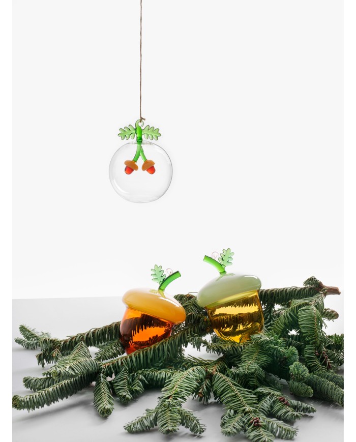 Sfera di natale Ghianda verde,  vetro borosilicato diam. 8 cm, ichendorf