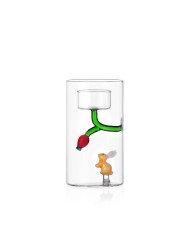 Portacandele tealight "bacche coniglio ", vetro borosilicato, h. 14 cm, diam. 8 cm