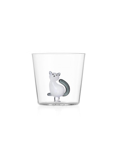 Bicchiere Tumbler "gatto coda grigia", vetro borosilicato, - brand: Ichendorf, h. 8 cm, diam. 8.5 cm, 35 cl