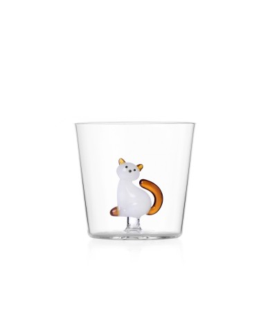 Bicchiere Tumbler "gatto coda ambra", vetro borosilicato, brand: Ichendorf, h. 8 cm, diam. 8.5 cm, 35 cl