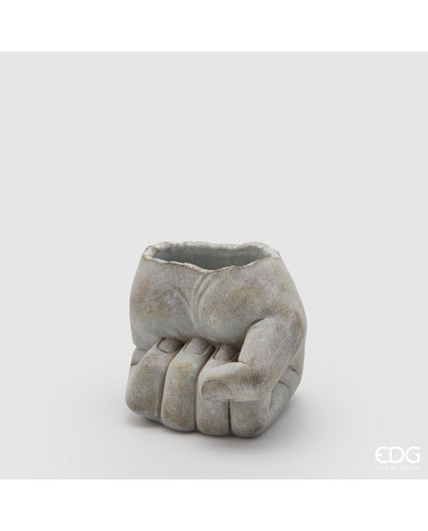 Vaso cemento pugno 13x14x14 cm col. grigio chiaro