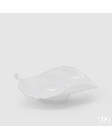 Piatto onde, vetro, alt. 10 c, diam. 38 cm, col. bianco