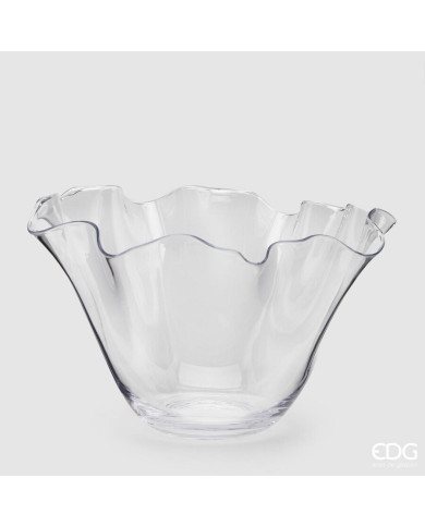 Vaso Drappo, vetro, alt. 28 cm, diam. 44 cm, col. trasparente