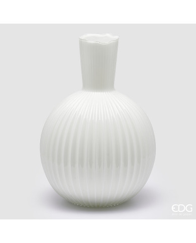 Vaso Ampolla, vetro, alt. 48 cm, diam. 34 cm, col. bianco
