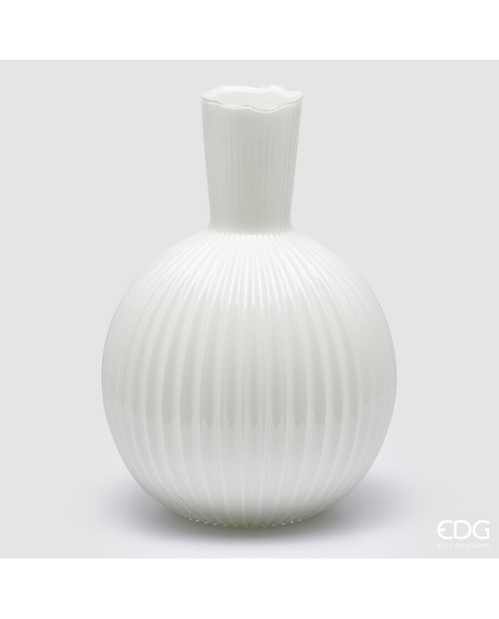 Vaso Ampolla, vetro, alt. 48 cm, diam. 34 cm, col. bianco