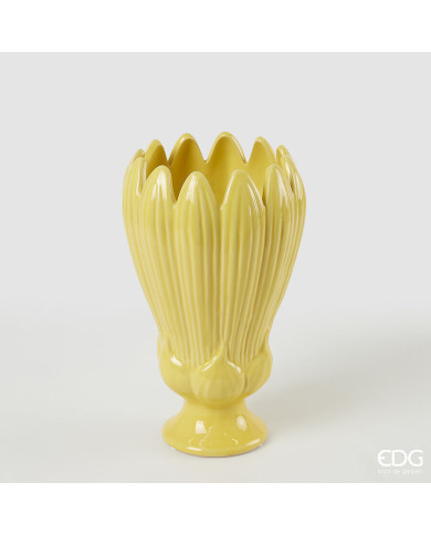 Vaso Freaky foglie coppa, ceramica, alt. 26.5 cm, diam. 16 cm col. giallo