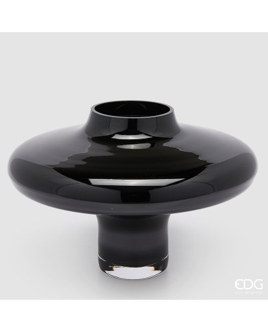Vaso nida disco, vetro, alt. 25 cm, diam. 38 cm, col. nero Vaso nida disco, vetro, alt. 25 cm, diam. 38 cm, col. nero