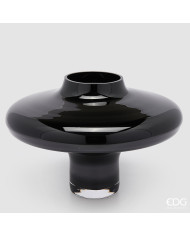 Vaso nida disco, vetro, alt. 25 cm, diam. 38 cm, col. nero