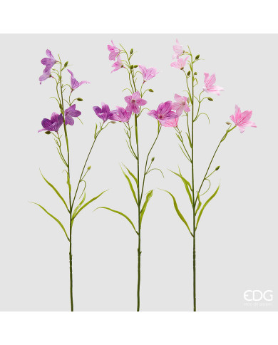 Campanula, ramo con foglie, alt. 70 cm,  3 ass., col. 2 toni di rosa (il prezzo riferimento al singolo ramo)