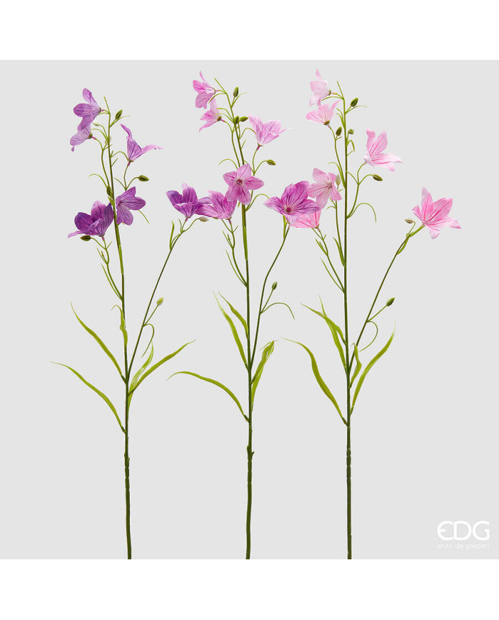 Campanula, ramo con foglie, alt. 70 cm,  3 ass., col. 2 toni di rosa (il prezzo riferimento al singolo ramo)