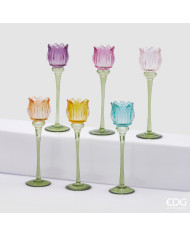 Portacandela Tulip, 6 col. ass., alt. 27 cm, diam. 8 cm col. multi (il prezzo fa riferimento al singolo portacandela)