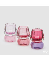 Portacandela Amleto, 3 coi.ass., alt. 11 cm, diam. 8.5 cm, col.rosa (il prezzo fa riferimento al singolo art.)