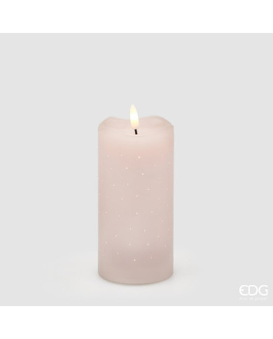 Candela led Starry moccolo, alt. 15 cm, diam. 7.5 cm, ip 20, col. rosa chiaro