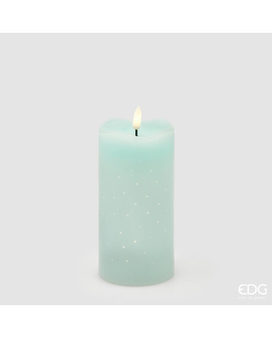 Candela led Starry moccolo, alt. 15 cm, diam. 7.5 cm, ip 20, col. verde chiaro