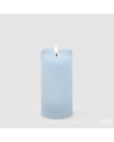 Candela led Starry moccolo, alt. 15 cm, diam. 7.5 cm, ip 20, col.blu chiaro