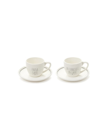 Tazza con piattino My Home con dedica 80 ml. ceramica col. bianco (il prezzo fa riferimento alla singola tazza)