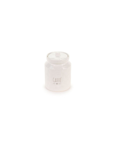 Barattolo "CAFFE'" o "ZUCCHERO" o "SALE'" dolomite, ceramica, con guarnizione 16.5 cm col. bianco