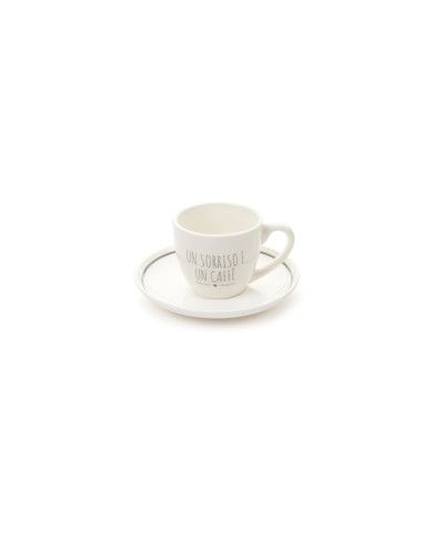 Tazza con piattino My Home con dedica 80 ml. ceramica col. bianco (il prezzo fa riferimento alla singola tazza)