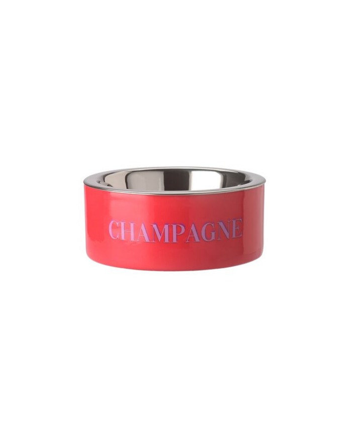ciotola per animali , metallo, "champagne", col.rosso, 17x7x17 cm