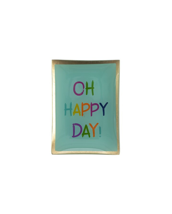 Piatto vetro "oh happy day", vetro, verde chiaro, 10x0.8x14.2 cm