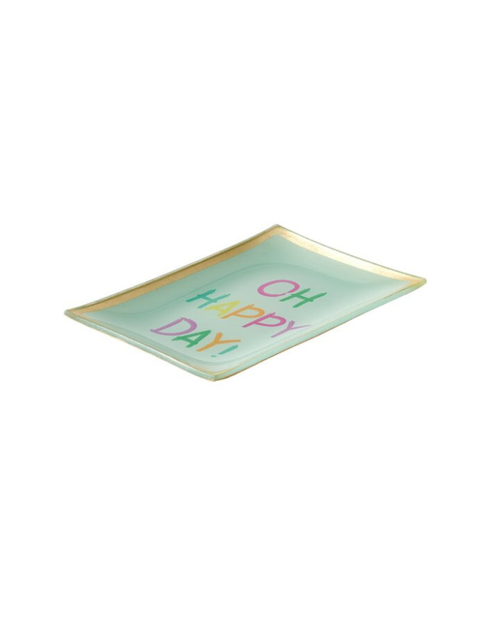 Piatto vetro "oh happy day", vetro, verde chiaro, 10x0.8x14.2 cm