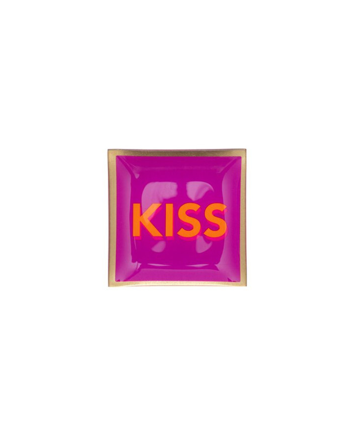 Piatto vetro "Kiss", vetro, fucsia 10x0.8x10 cm