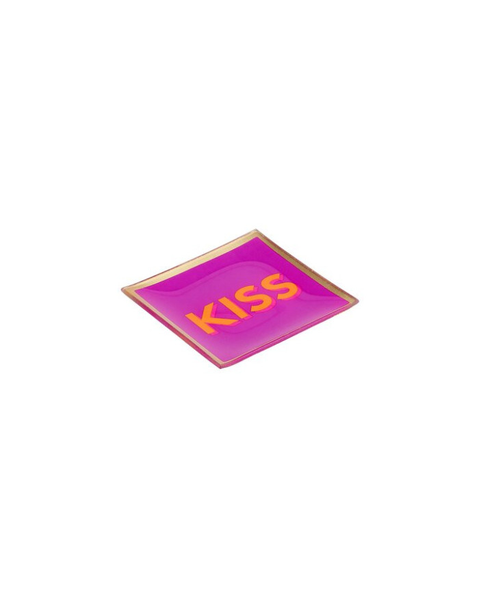 Piatto vetro "Kiss", vetro, fucsia 10x0.8x10 cm