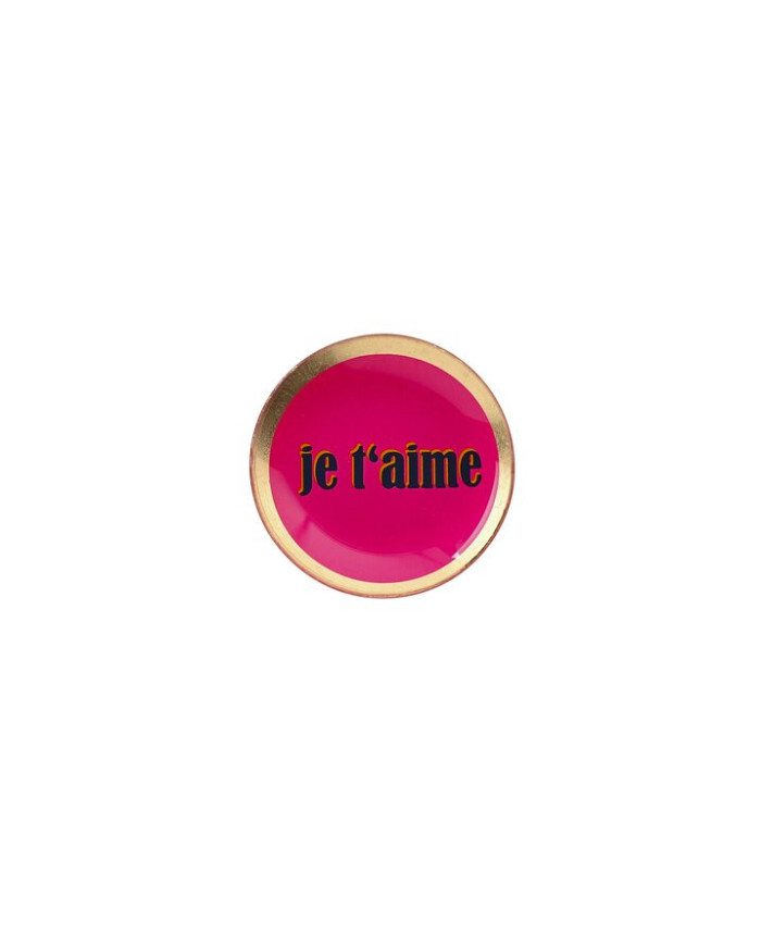 Piatto vetro "je t'aime", vetro, rosa  10x0.8x10 cm