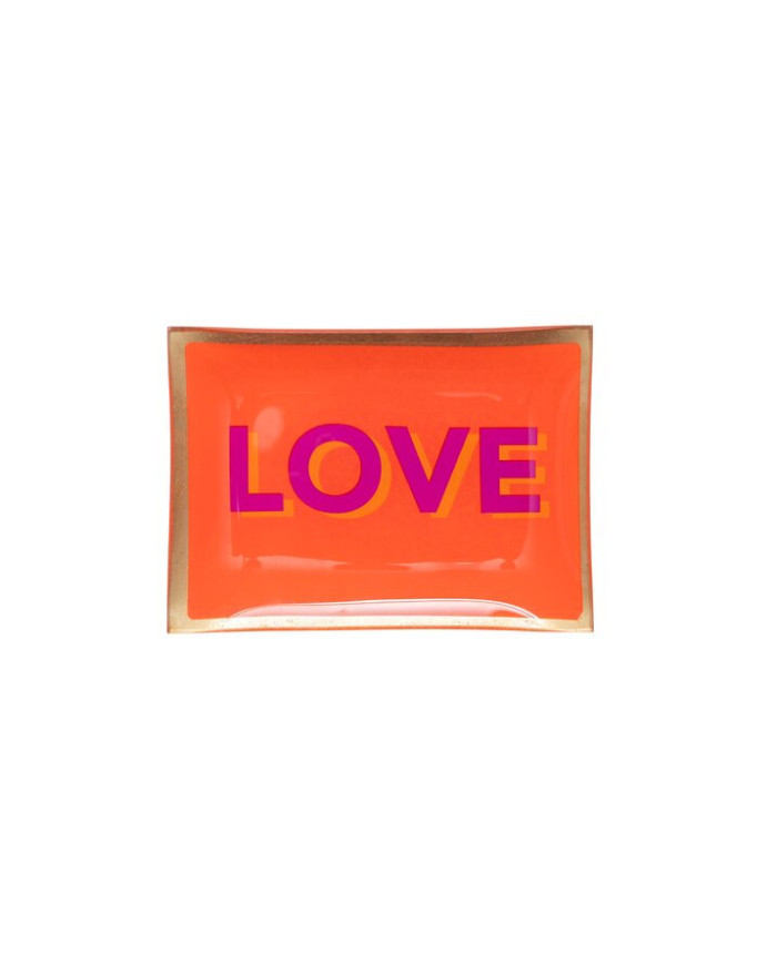 Piatto vetro "Love", vetro, arancio, 10x0,8x14,2 cm