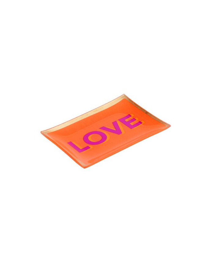 Piatto vetro "Love", vetro, arancio, 10x0,8x14,2 cm