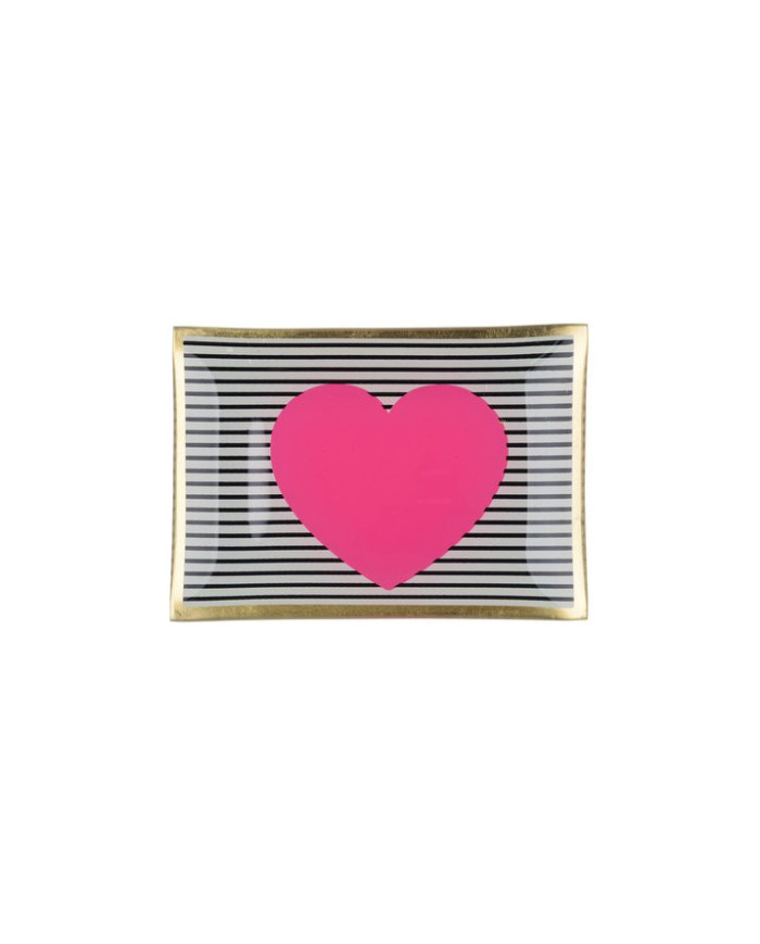 Piatto vetro "cuore", multicolore, 10x0,8x14,2 cm