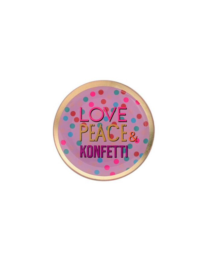 Piatto vetro "Love, peace & konfetti", vetro, arancio, 13x1x13 cm
