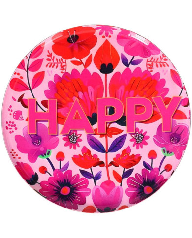 Piatto vetro "happy", floreale, 17,7x1x17,7 cm