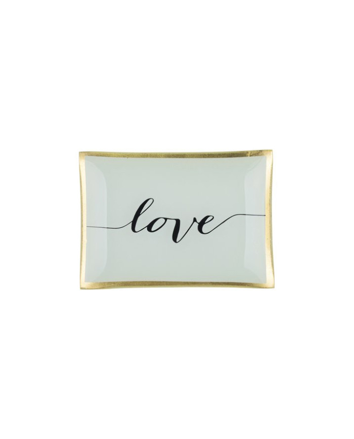 Piatto vetro "love", bianco, 10x0,8x14,2 cm