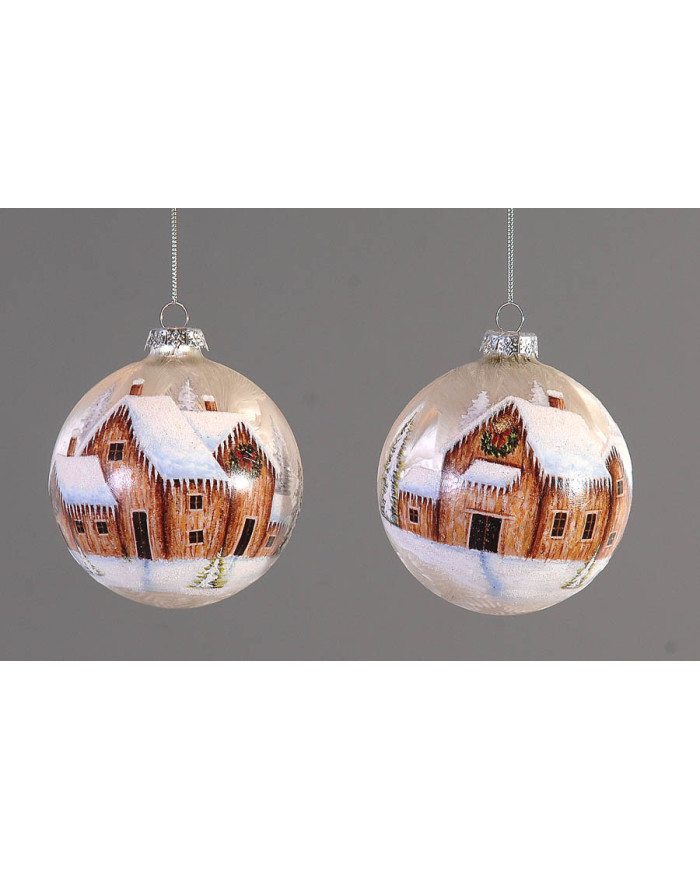 Sfera in vetro con Case innevate , diam. cm 10, ( il prezzo fa riferimento alla singola sfera) Sfera in vetro con Case innevate , diam. cm 10, ( il prezzo fa riferimento alla singola sfera)