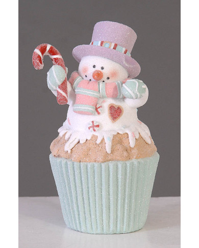 Pupazzo di neve in cup cake, 18.5 cm, colori pastello Pupazzo di neve in cup cake, 18.5 cm, colori pastello